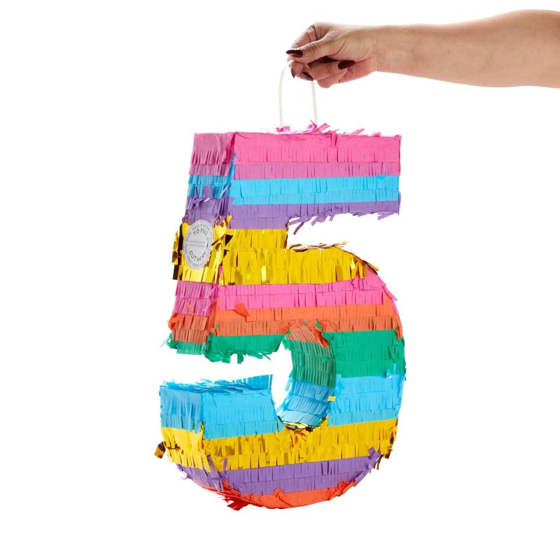 BLUE PANDA Rainbow Number 5 Pinata - Small, Multicolored, 12 x 16.5 x 3 In - Pinata for Kids Birthday Party & Fiesta Decoration - Image 4